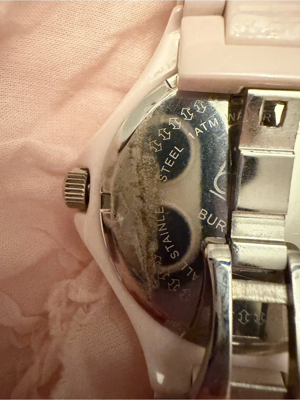 Burgi women's BU47PK watch ceramic band sparkling crystal bezel diamond dial